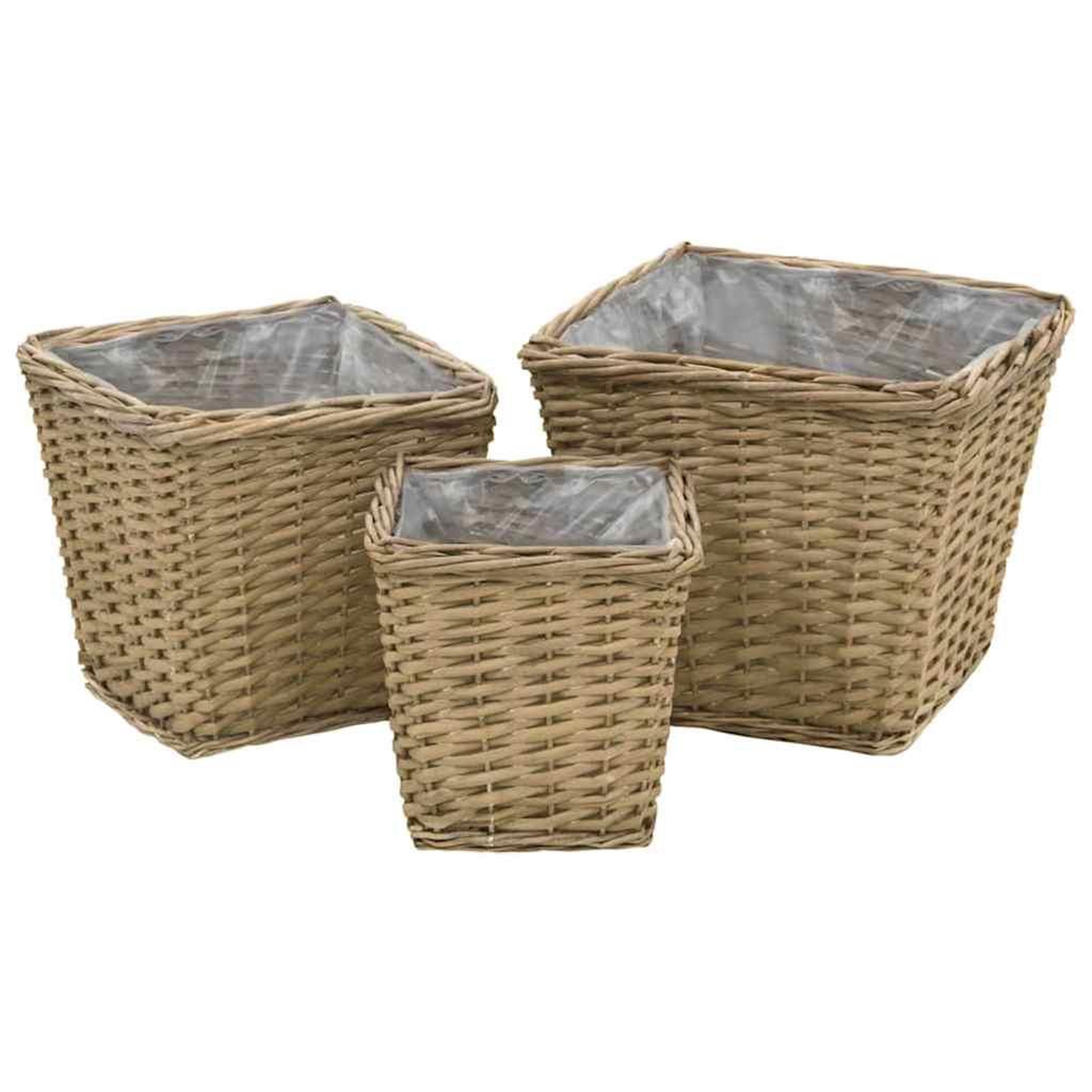 VIDAXL Lits sureleves 3 pcs osier avec doublure en pe