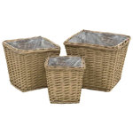 VIDAXL Lits sureleves 3 pcs Osier avec doublure en PE