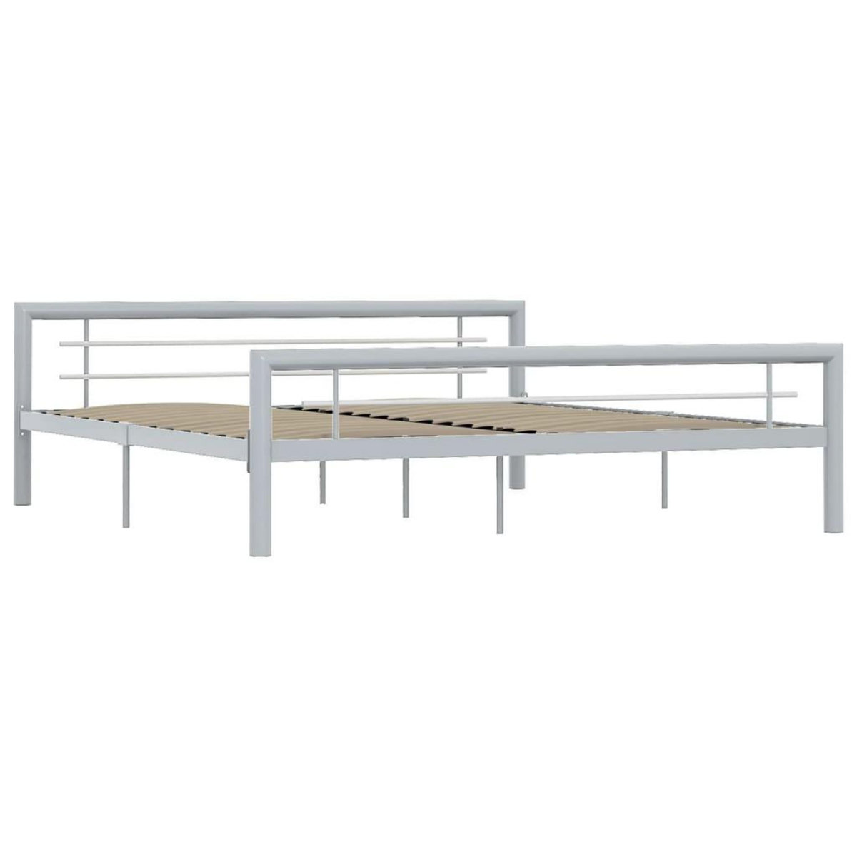 VIDAXL Cadre de lit sans matelas gris et blanc metal 180x200 cm