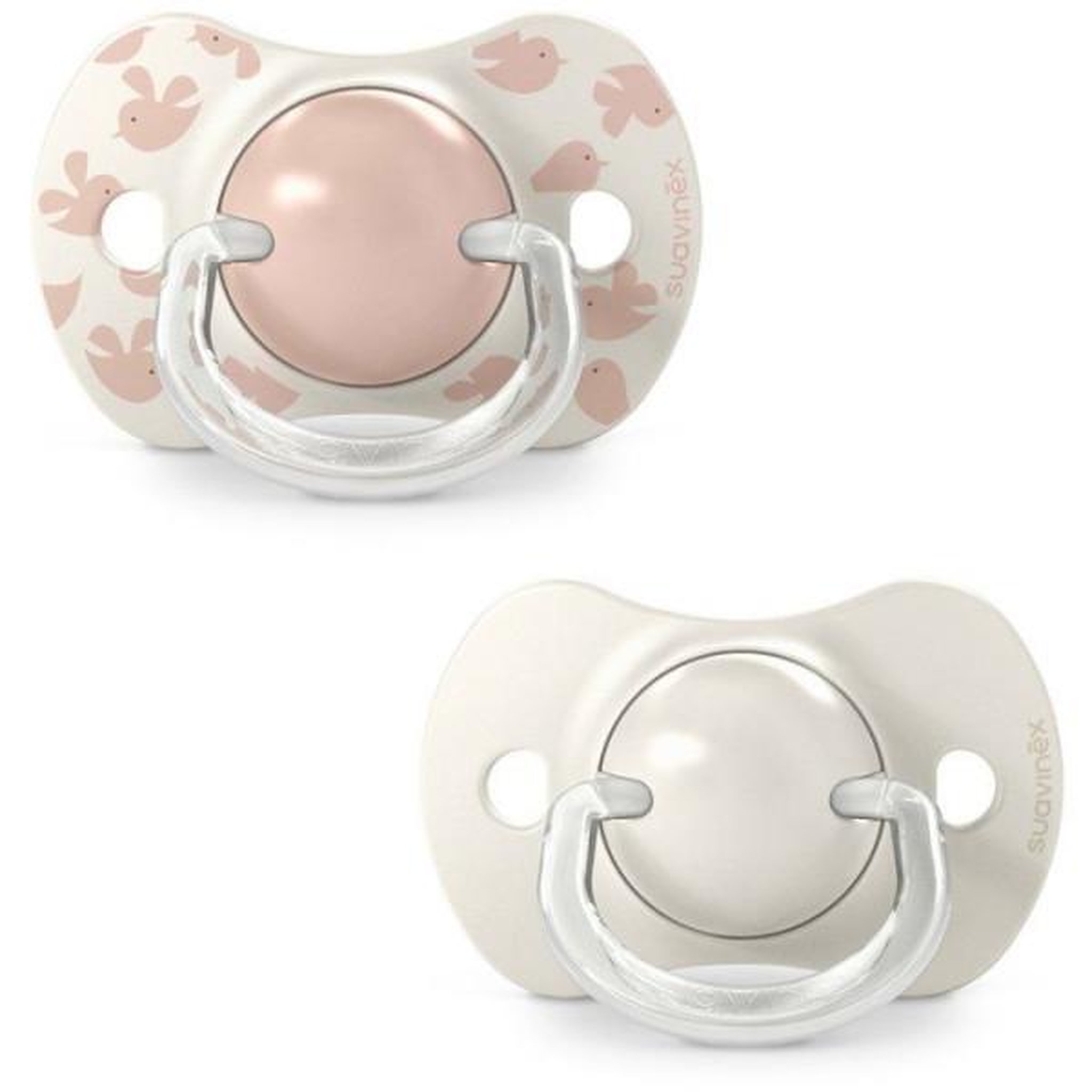 Suavinex Lot de 2 sucettes symétriques - SUAVINEX - Birdies - SX Pro - 6 a 18 mois - Rose
