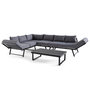 Voir la diapositive 2 : BEST MOBILIER Konna – salon de jardin d'angle en acier noir – 5 places - coussin gris et table incluse