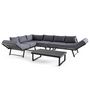 Voir la diapositive 2 : BEST MOBILIER Konna – salon de jardin d'angle en acier noir – 5 places - coussin gris et table incluse