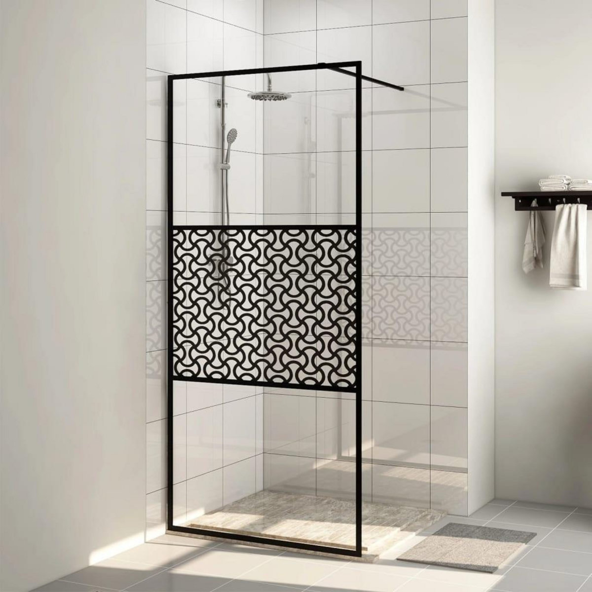 VIDAXL Paroi de douche avec verre ESG transparent 80x195 cm Noir