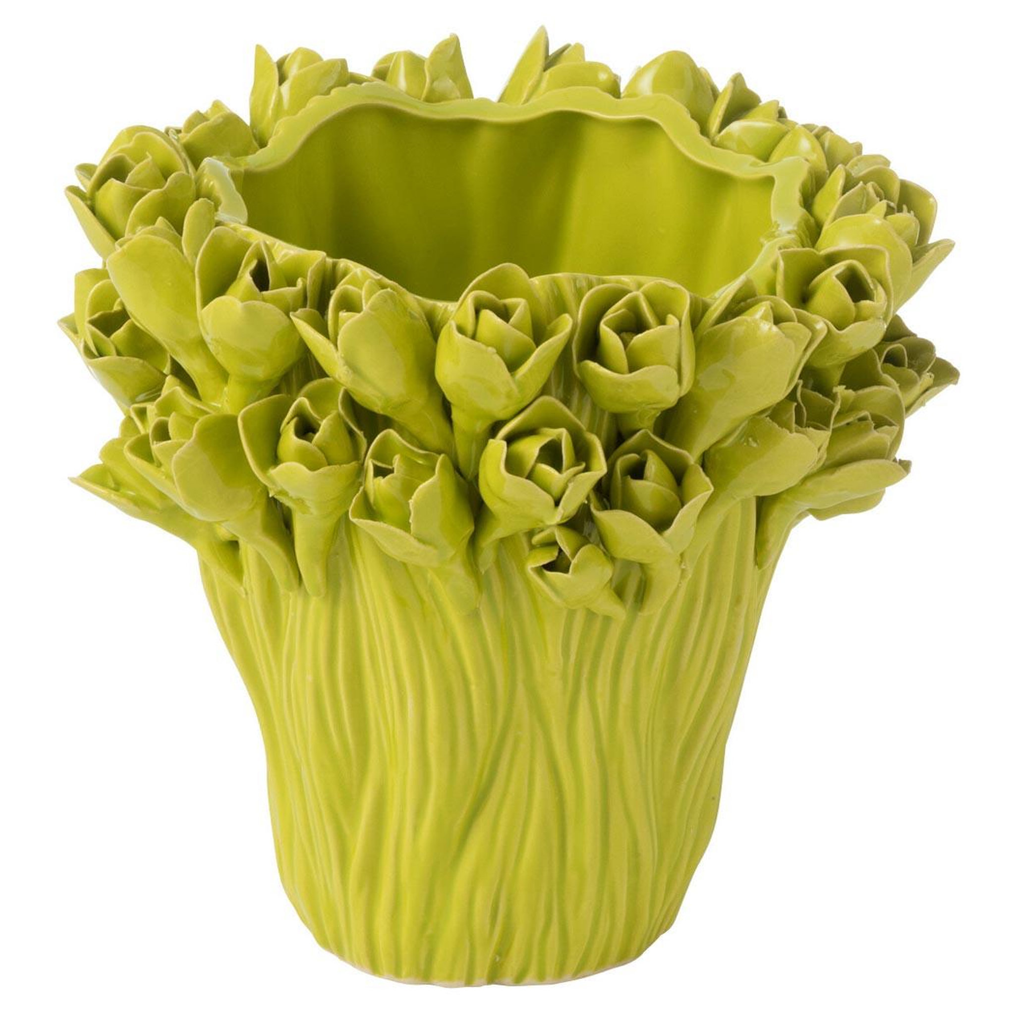 J-LINE Vase déco en grès  ambrosia  19cm vert