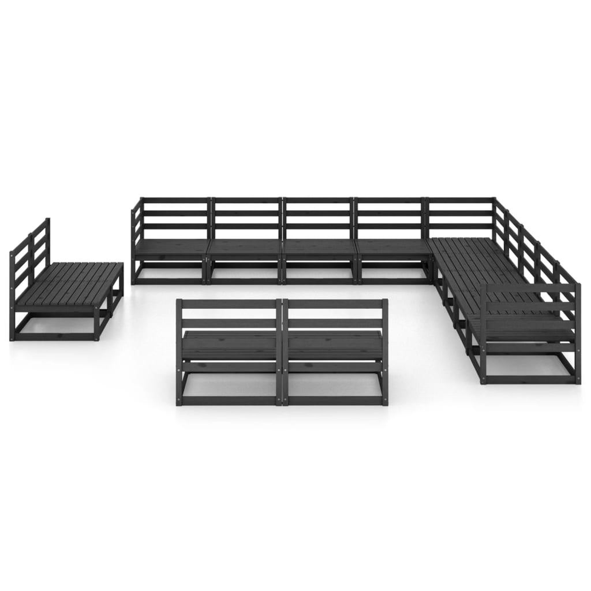 Voir la diapositive 3 : VIDAXL Salon de jardin 13 pcs noir bois de pin massif
