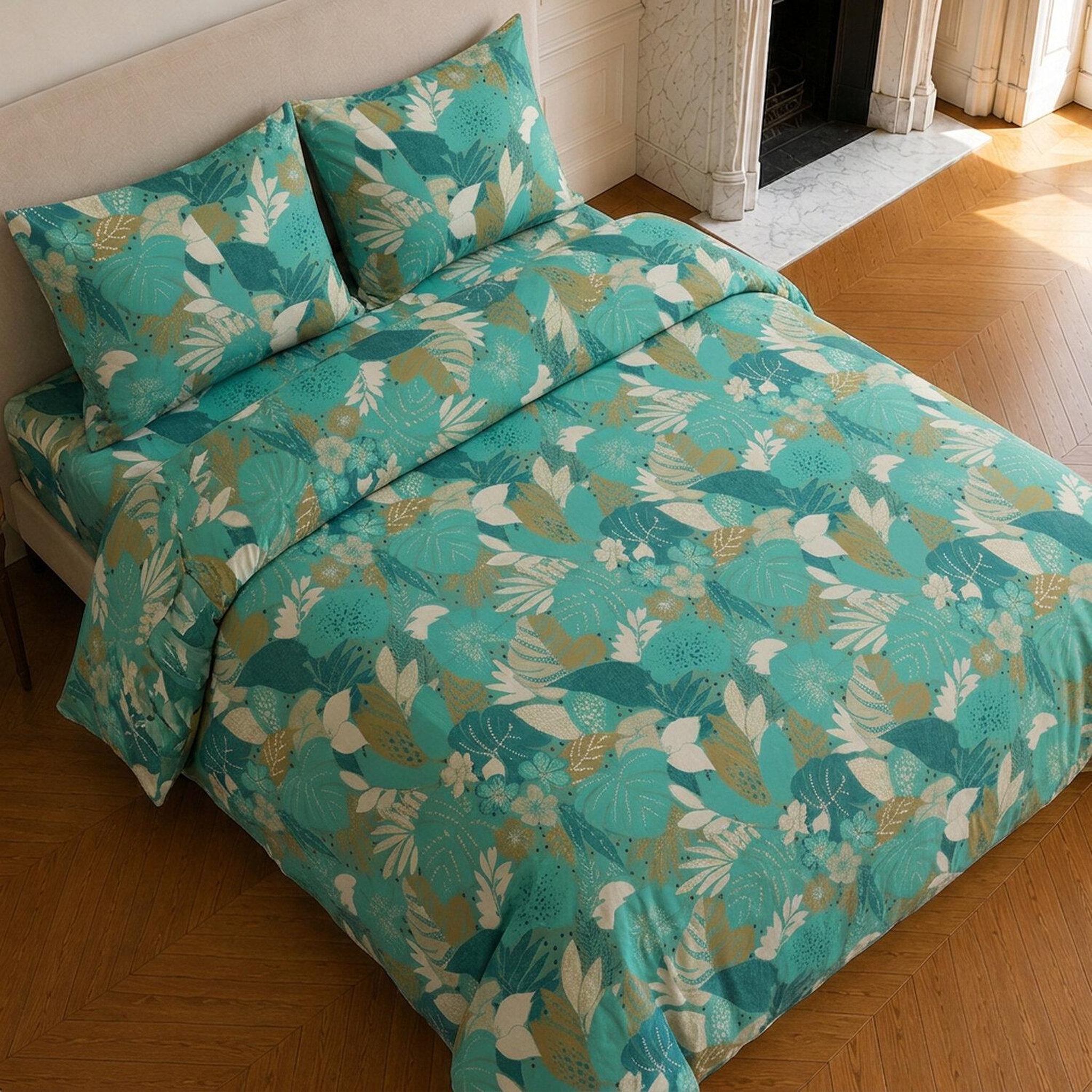 Voir la diapositive 4 : Home collection Parure housse de couette imprimée 100% microfibre - ivy - 220x240 cm