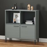 VIDAXL Bibliotheque avec pieds en metal Gris 90x35x90,5 cm Bois OSLO