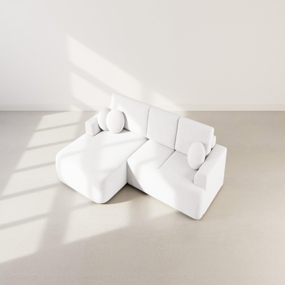 BEST MOBILIER Candela - canapé d'angle gauche 4 places - convertible avec coffre - en tissu bouclette