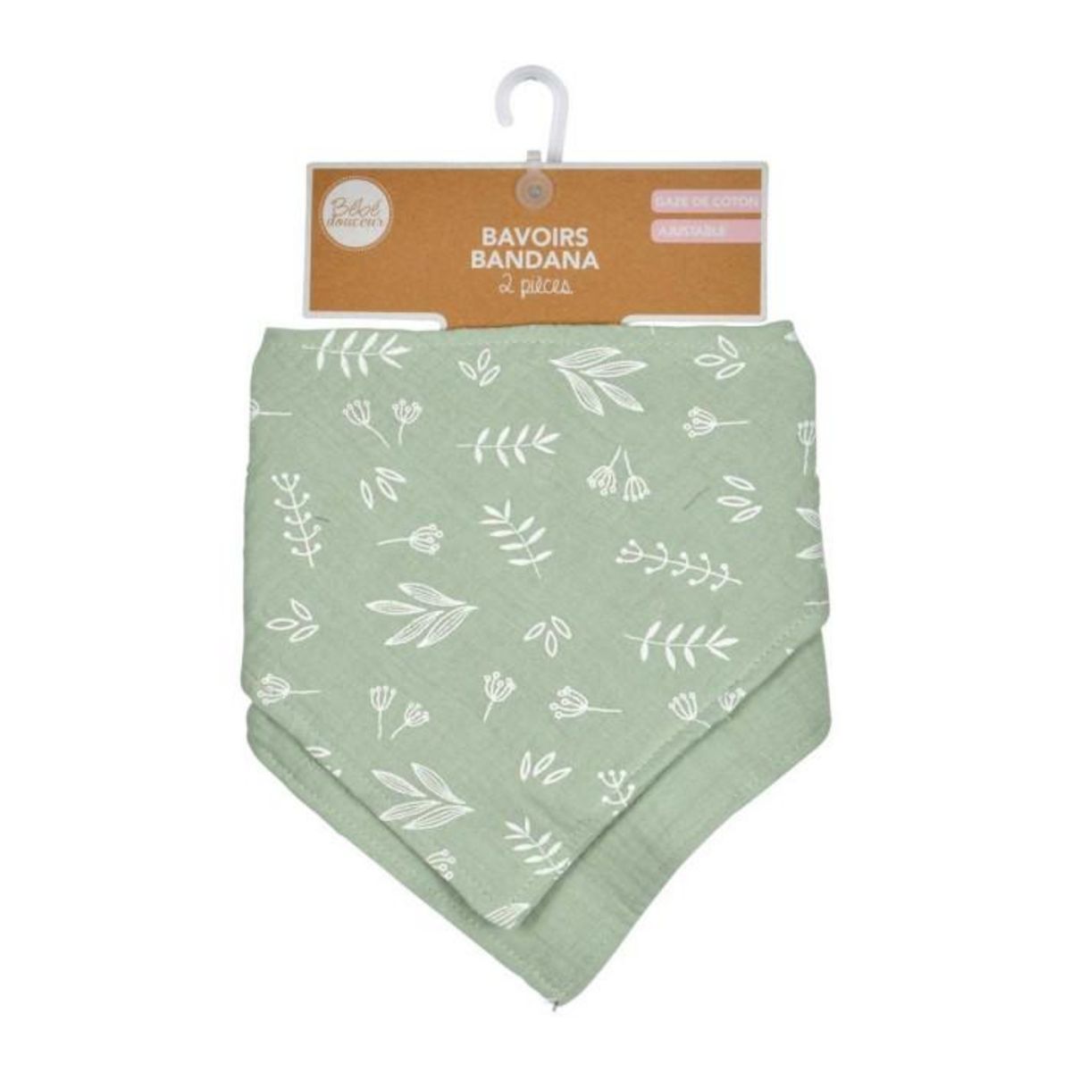 Paris Prix Lot de 2 Bavoirs Bébé  Bandana  41cm Vert Céladon