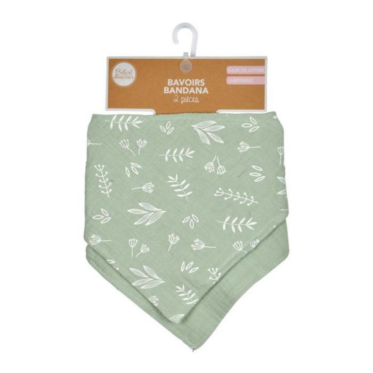 Paris Prix Lot de 2 Bavoirs Bébé  Bandana  41cm Vert Céladon
