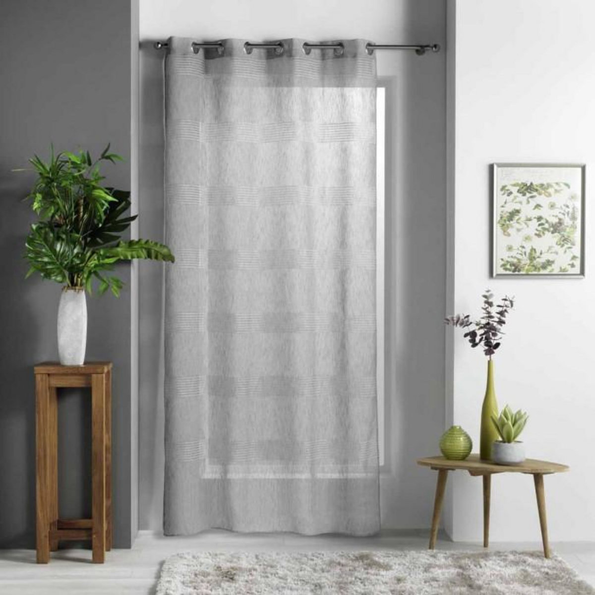 Paris Prix Rideau Voilage à Œillets  Ajourela  140x280cm Gris