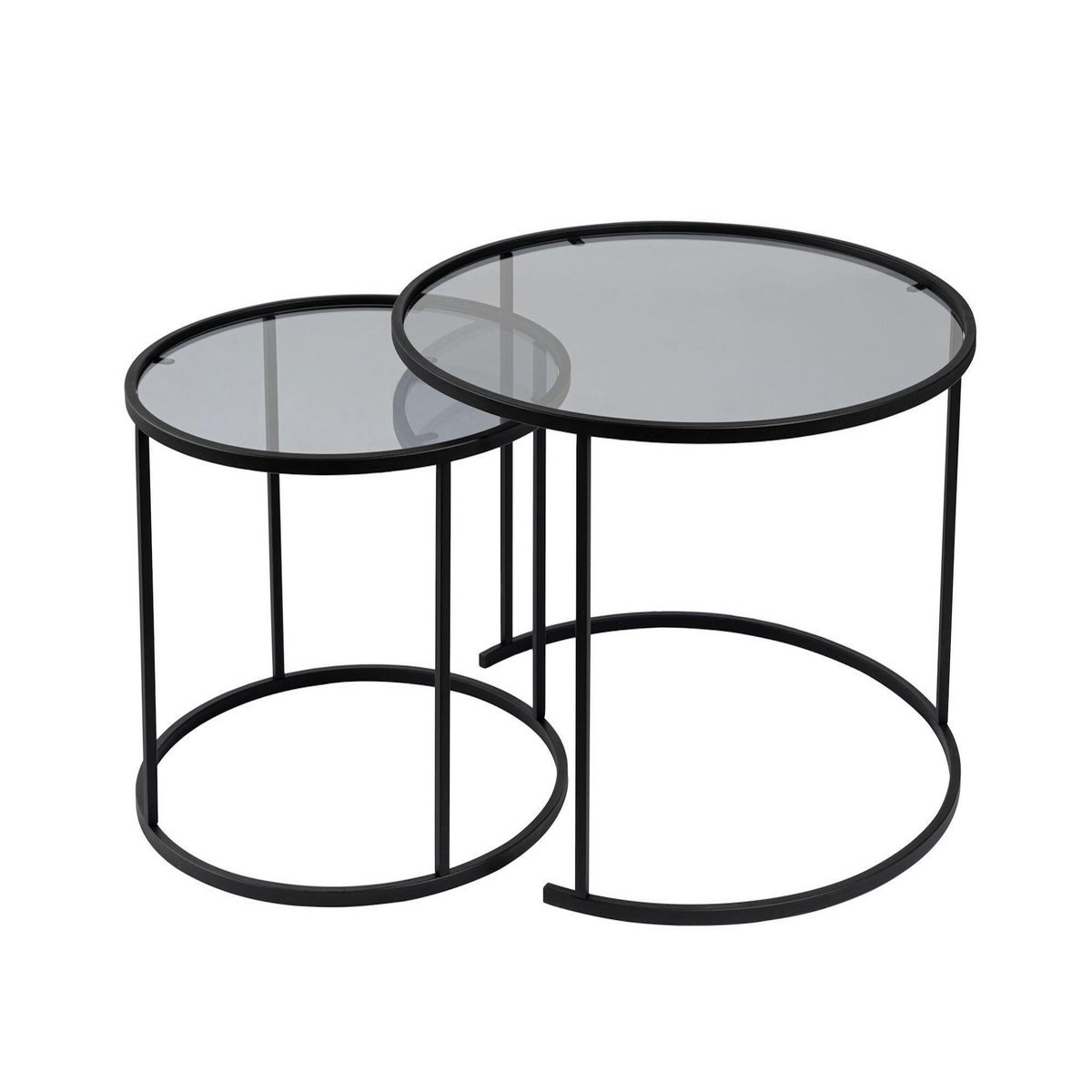 Habitat et Jardin Lot de 2 tables basses en métal  Aurum  - 80 x 80 x 43 cm - Noir Gris
