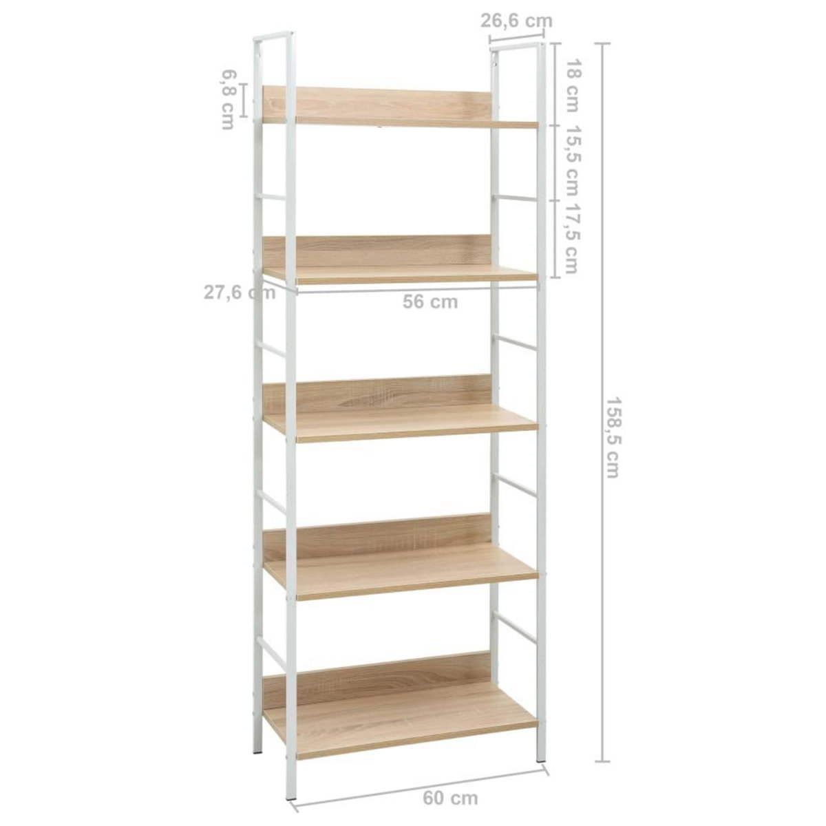 VIDAXL Bibliotheque a 5 niveaux chene 60x27,6x158,5 cm bois ingenierie