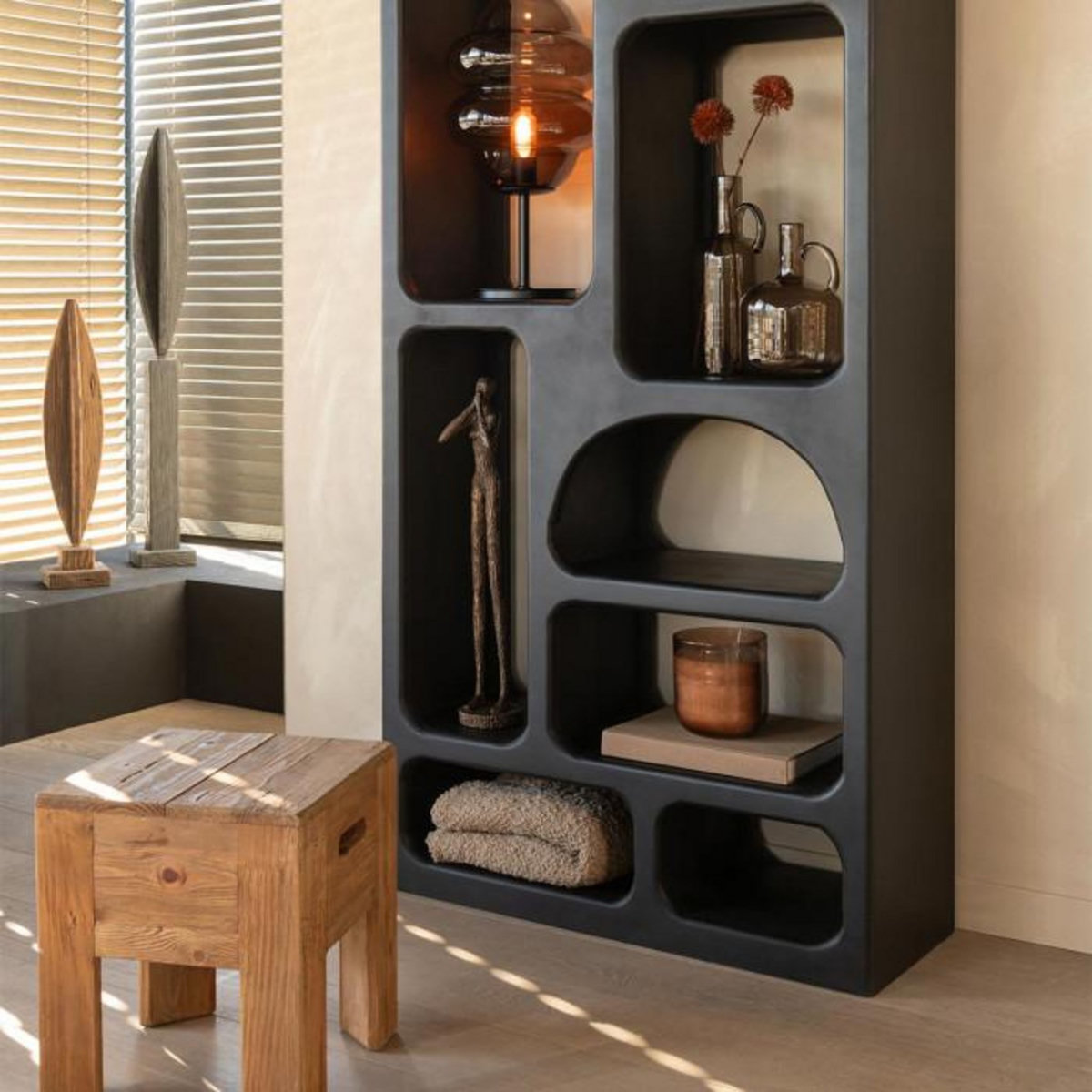 Paris Prix Déco sur Pied en Bois  Luke  115cm Noir