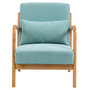 Voir la diapositive 4 : HOMCOM Fauteuil lounge - 3 coussins inclus - assise profonde - accoudoirs - structure bois hévéa - aspect velours turquoise
