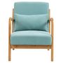 Voir la diapositive 4 : HOMCOM Fauteuil lounge - 3 coussins inclus - assise profonde - accoudoirs - structure bois hévéa - aspect velours turquoise