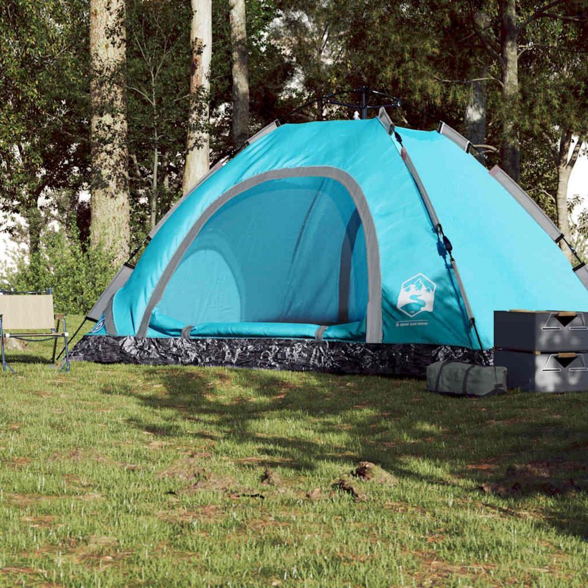 VIDAXL Tente de camping 5 personnes bleu liberation rapide