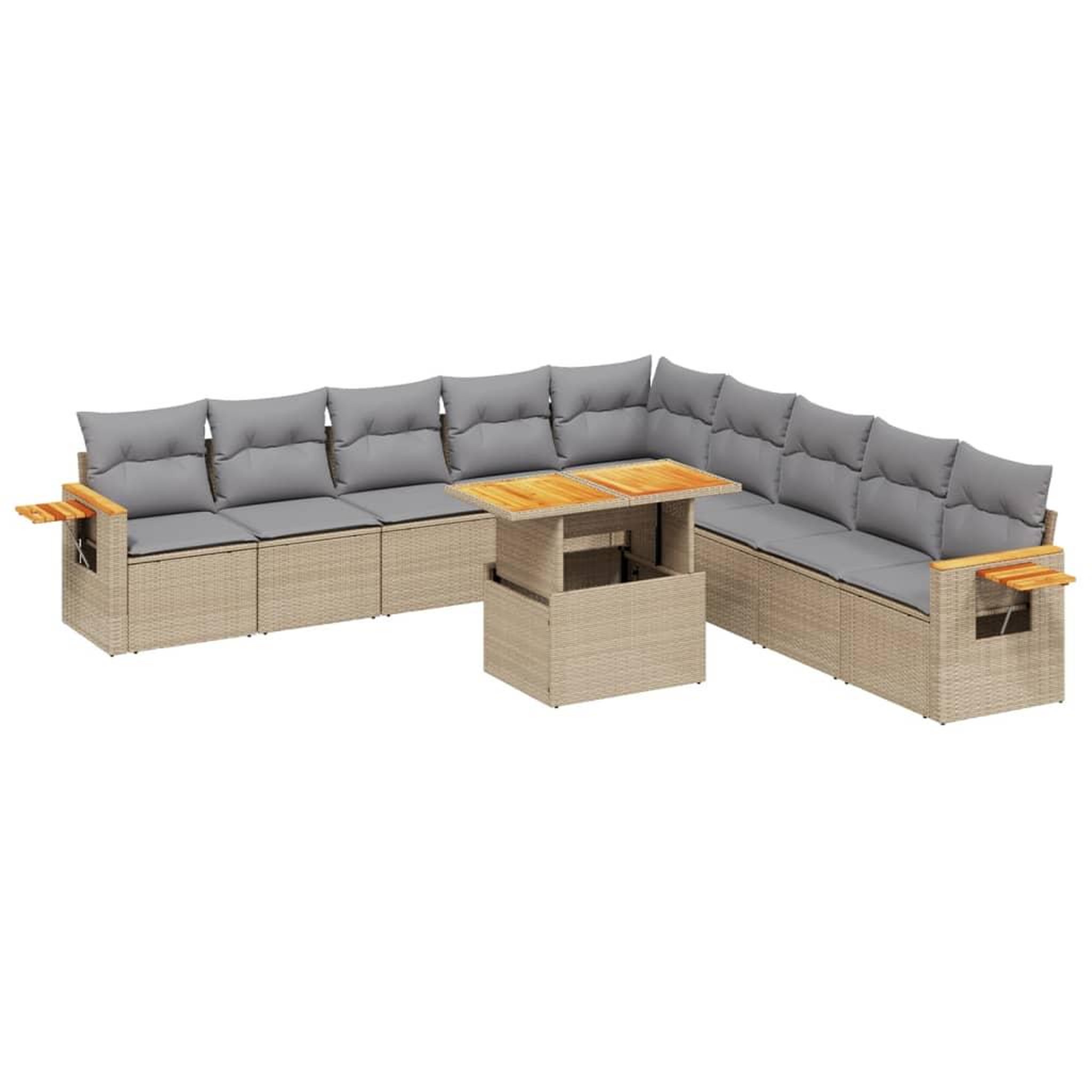 Voir la diapositive 2 : VIDAXL Salon de jardin 11 pcs avec coussins beige resine tressee