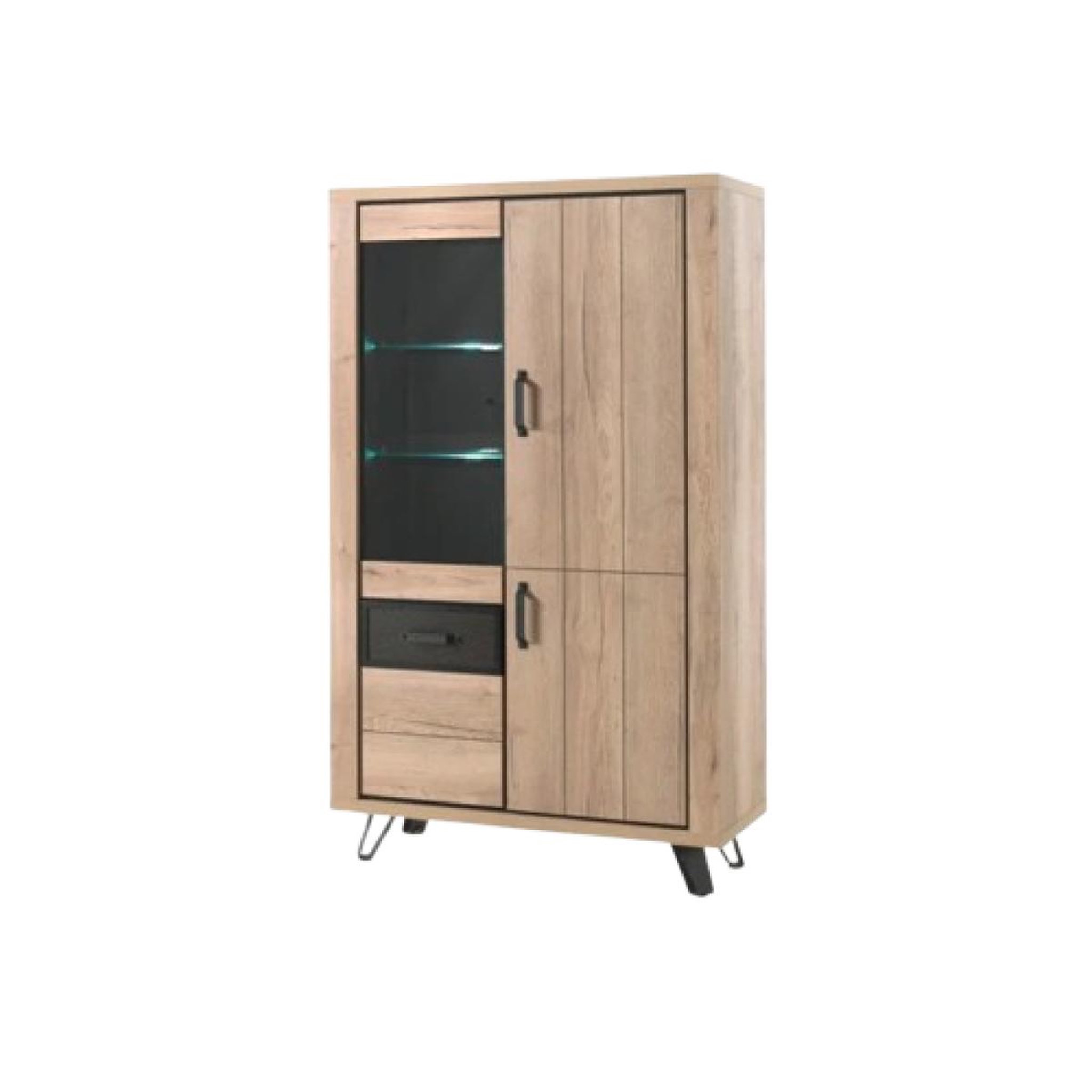 JLC KREATION Vitrine industrielle 3 portes + 1 vitrée bois et métal ERIA