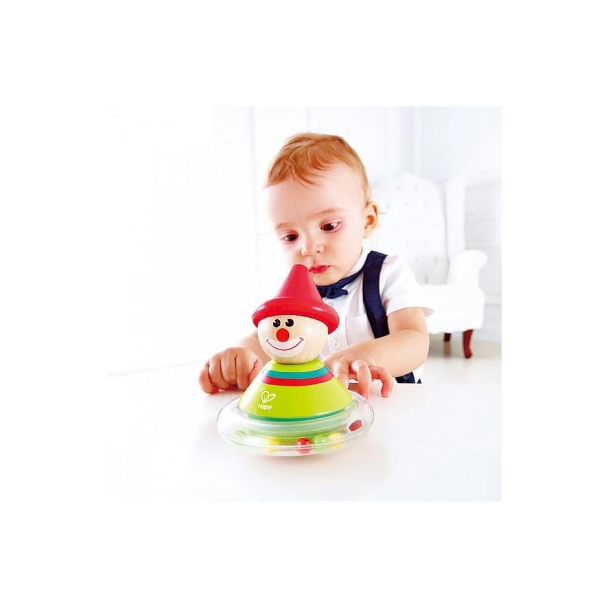 Hape Culbuto Roly Poly Ralph le clown en bois pour bébés - Jouet d'éveil amusant