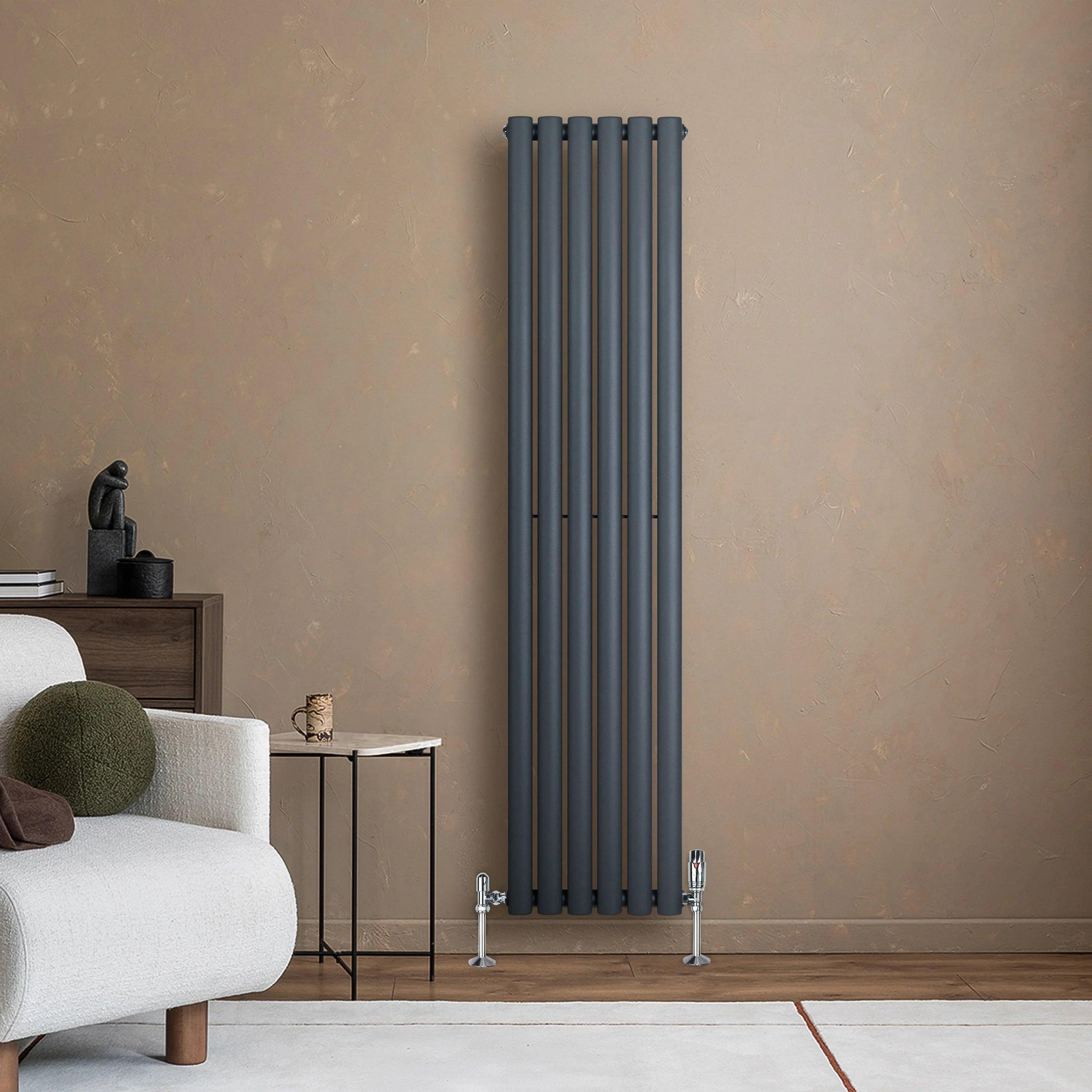 Voir la diapositive 4 : MONSTERSHOP Radiateur à colonnes ovales & vannes, 1 panneau - 1600 x 360 mm
