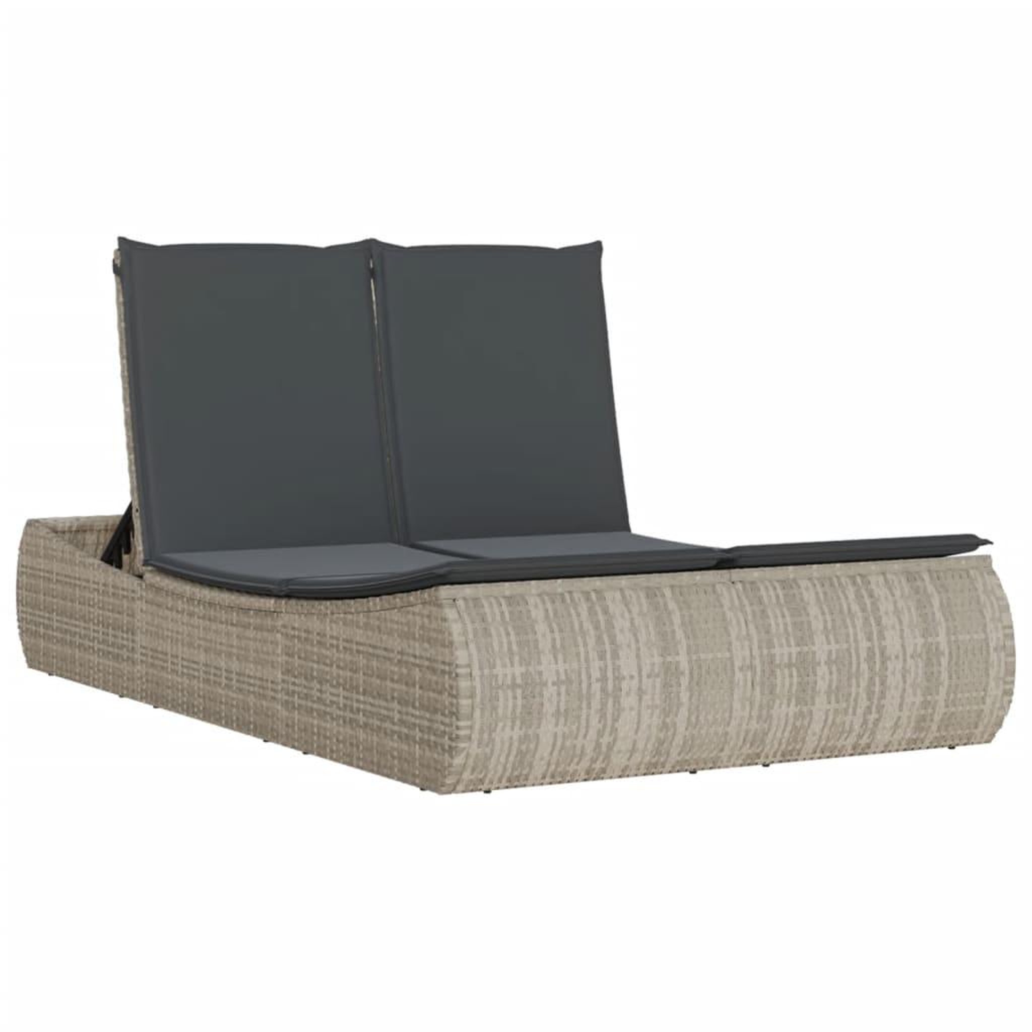 Voir la diapositive 2 : VIDAXL Chaise longue double avec coussins gris clair resine tressee