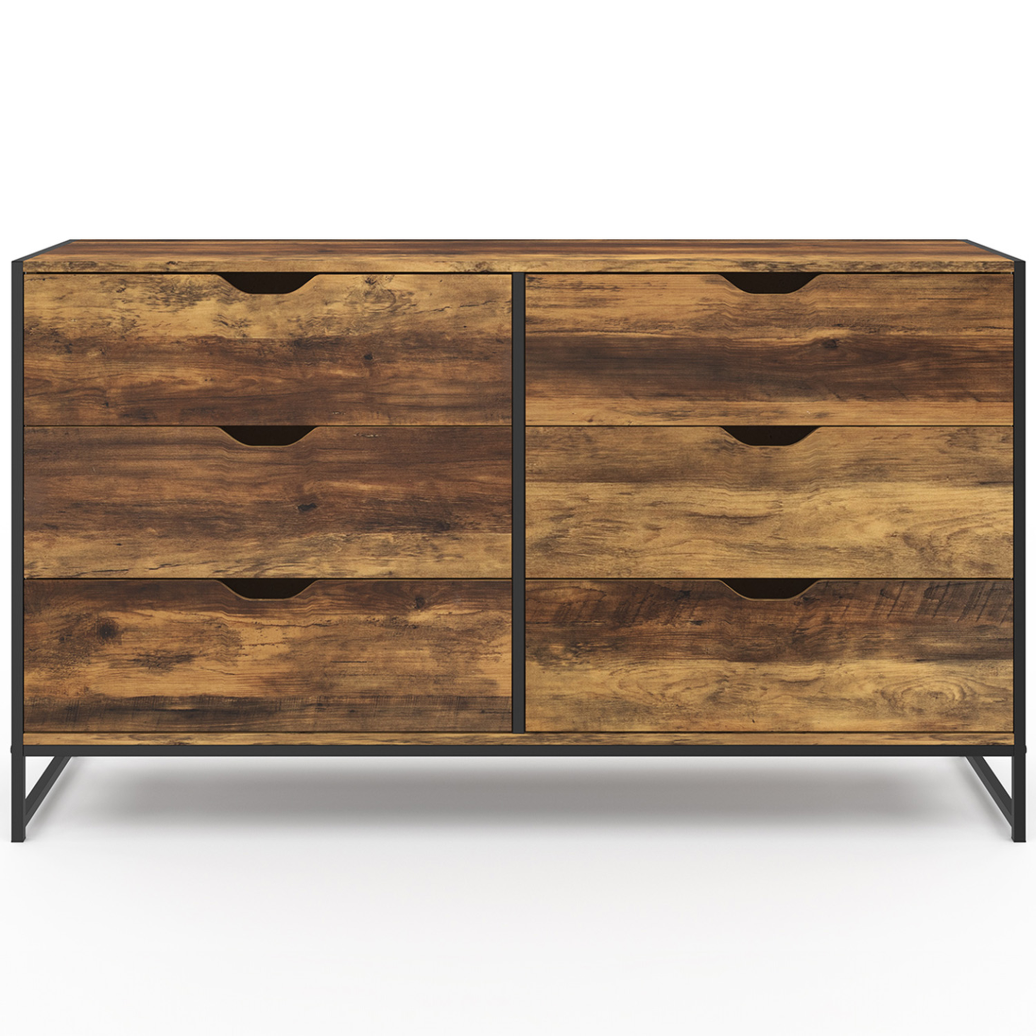Voir la diapositive 3 : ID MARKET Commode 6 tiroirs hawkins xxl 140 cm design industriel