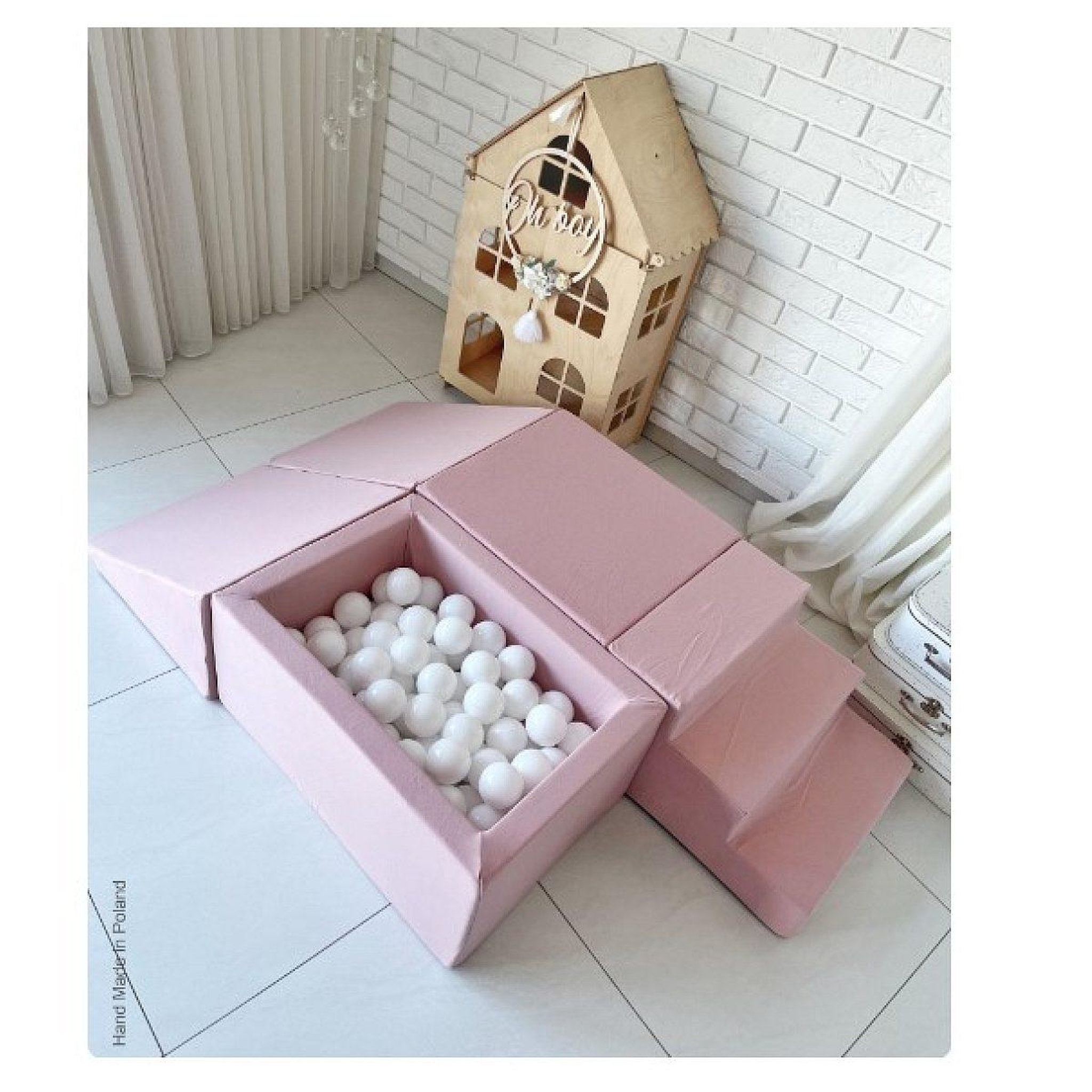 Voir la diapositive 3 : MONIO FOR KIDS Jeu en mousse 5 éléments avec mini piscine à balles rose poudré