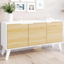 Voir la diapositive 2 : ID MARKET Buffet bas scandinave 113 cm FINN blanc 3 portes façon hêtre