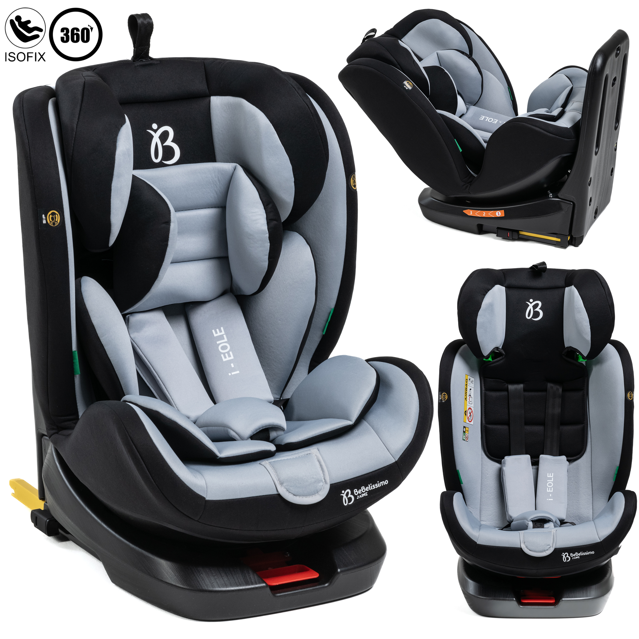 BEBELISSIMO Siège auto Isofix - pivotant 360 ° - groupe 0+/1/2/3 - (0-36kg) - i-EOLE