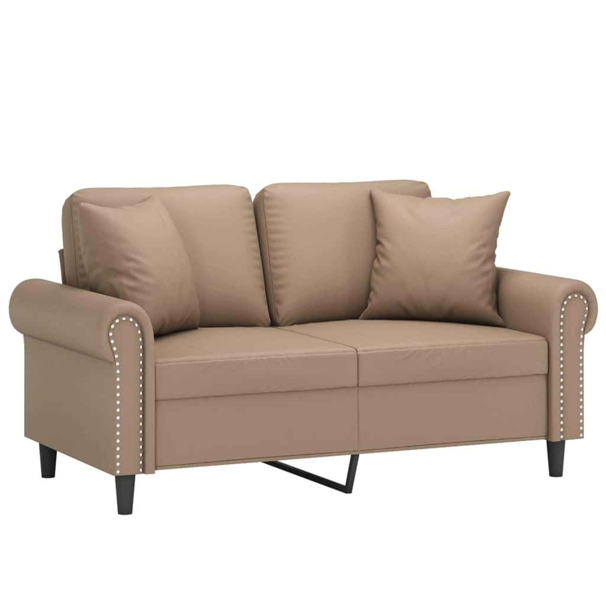 Voir la diapositive 3 : VIDAXL Canape 2 places avec oreillers cappuccino 120 cm similicuir