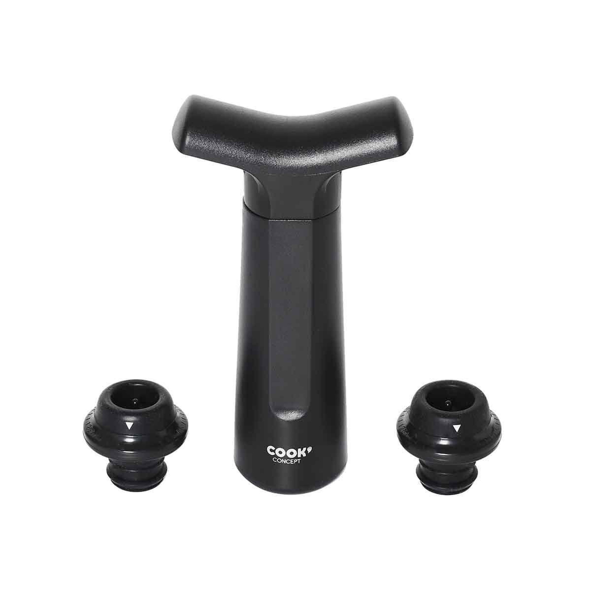 Voir la diapositive 4 : COOK CONCEPT Pompe à Vin Vide d'Air  2 Bouchons  16cm Noir
