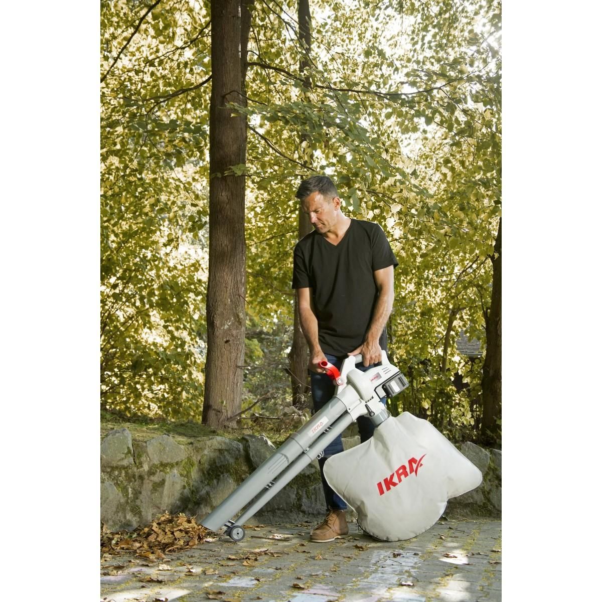 Ikra Souffleur de feuilles 3en1 Aspirateur Broyeur Souffleur 40V + 2 batteries lithium + Chargeur Double + Sac 45L IKRA