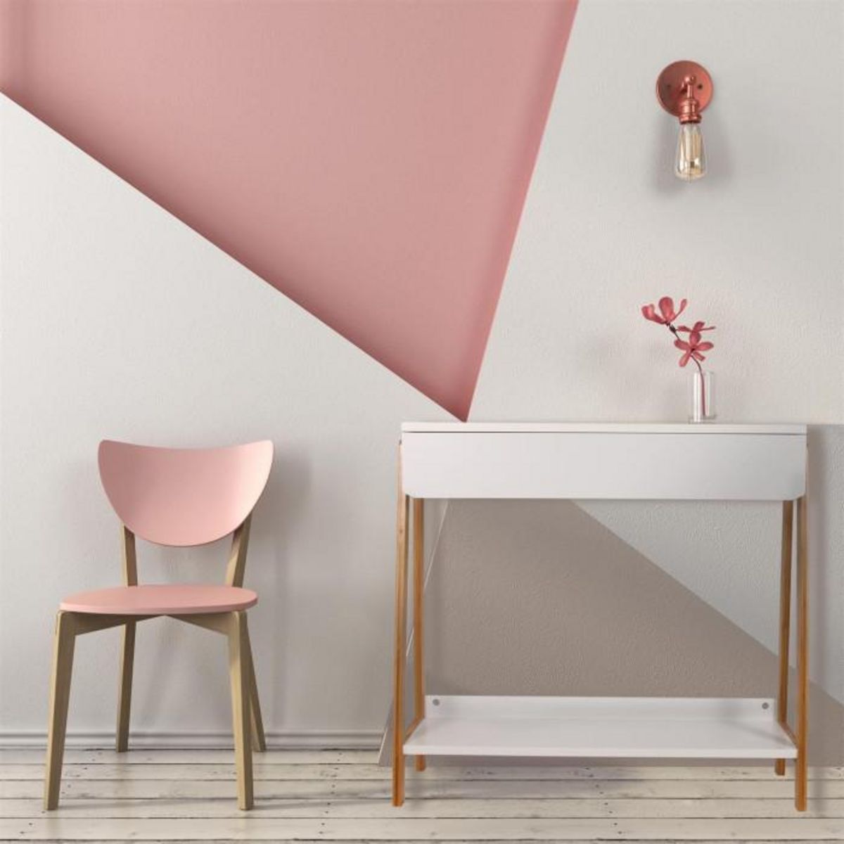 Paris Prix Console 1 Tiroir  Malaga  83cm Blanc & Naturel