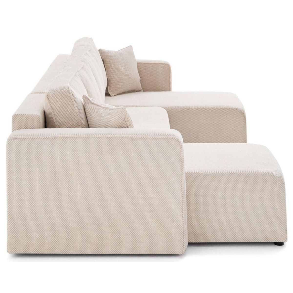 BEST MOBILIER Topaze - canapé panoramique en u 7 places convertible avec coffre en velours texturé