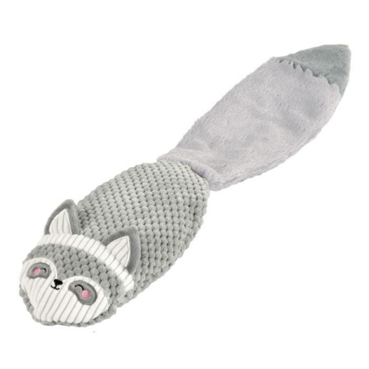 Paris Prix Jouet Peluche Sonore pour Chien  Raton Laveur  55cm Gris