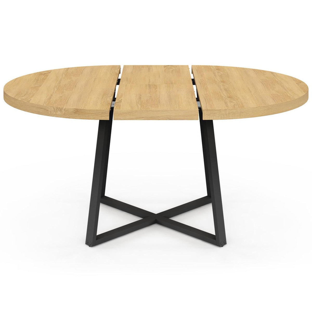 ID MARKET Table à manger extensible ronde SELMA 4-8 personnes bois et noir 110-150 cm