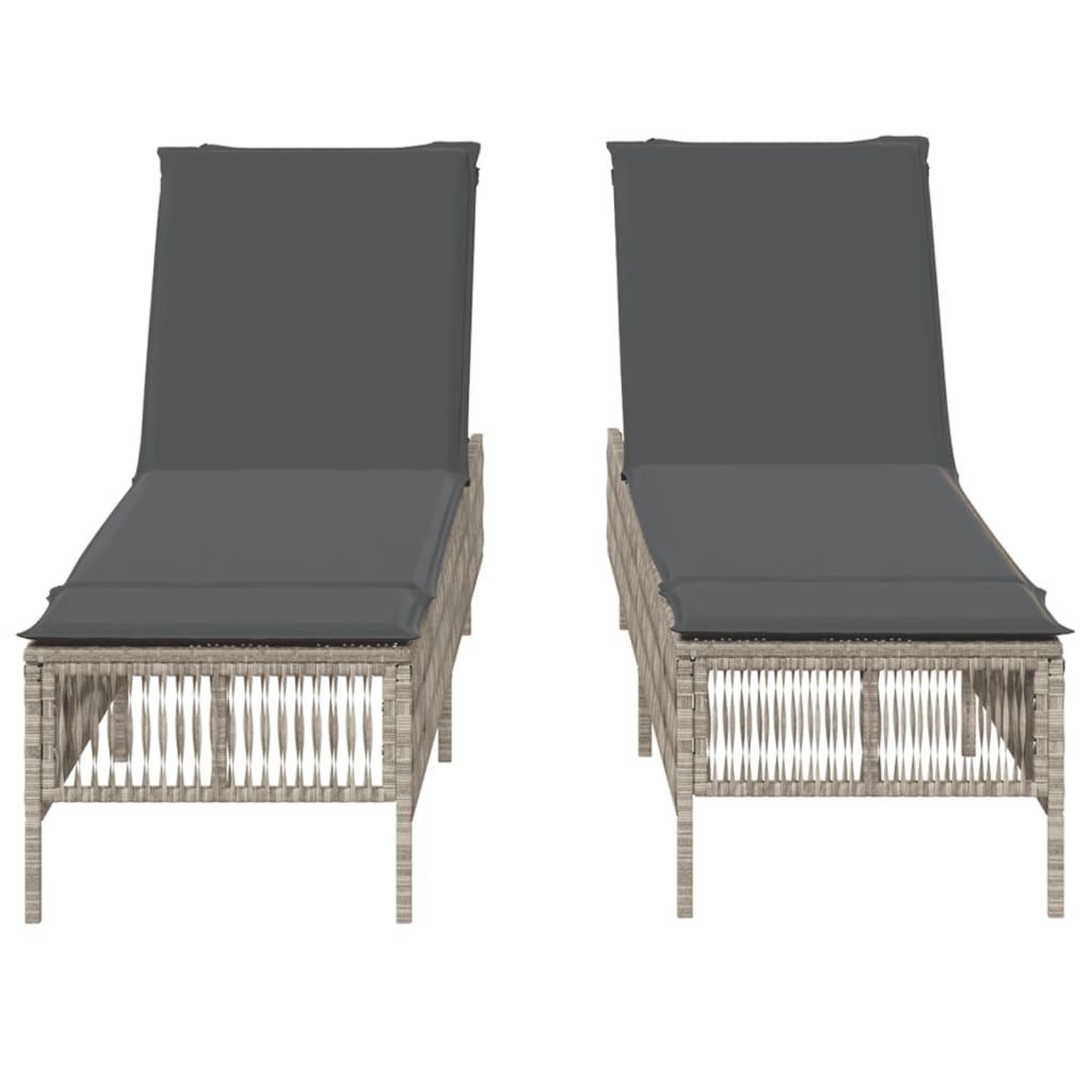 Voir la diapositive 5 : VIDAXL Chaises longues avec coussins lot de 2 gris resine tressee