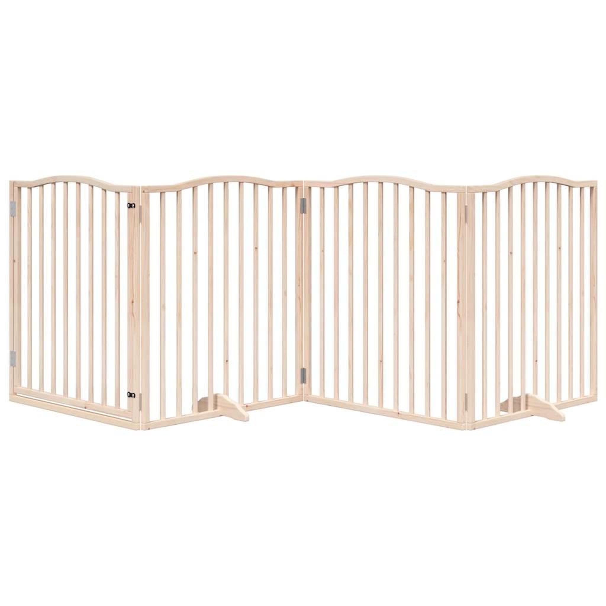 Voir la diapositive 3 : VIDAXL Barriere pour chiens avec porte 4 panneaux bois de peuplier