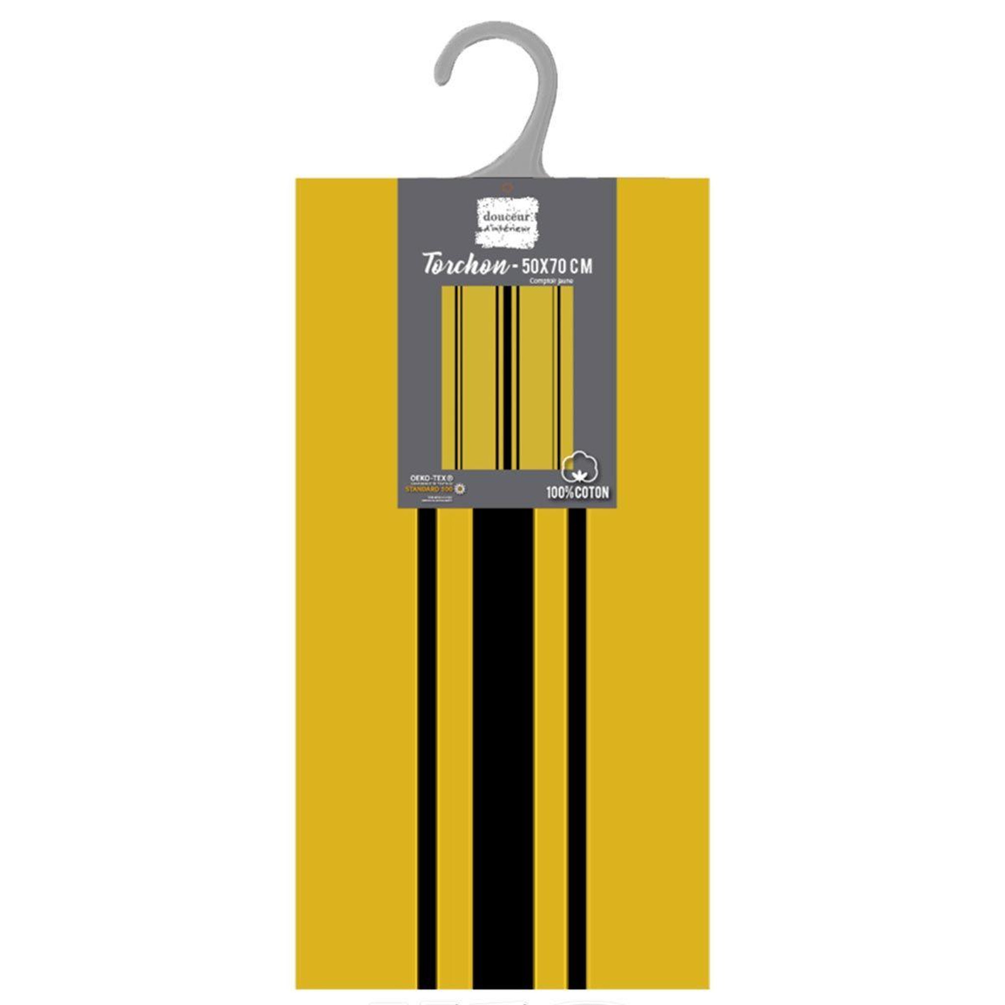 Voir la diapositive 5 : Douceur d'Intérieur Torchon en coton tissé  comptoir  50x70cm jaune