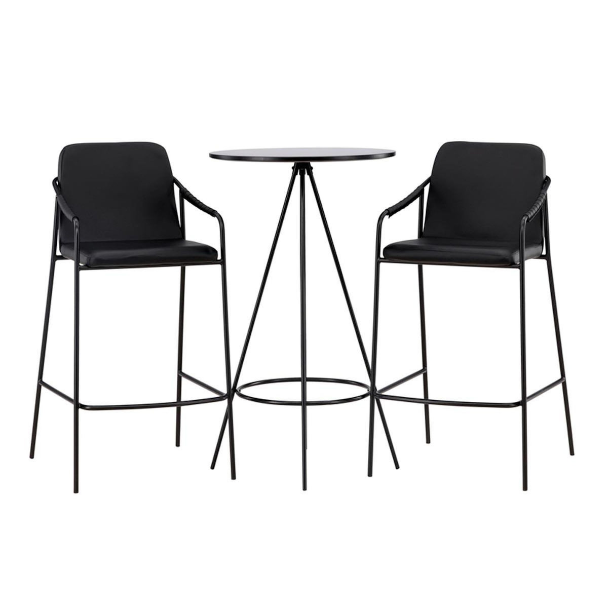 Paris Prix Ensemble Table de Bar & 2 Chaises  Bistro & Tvist  105cm Noir