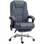 VINSETTO Fauteuil de bureau manager massant chauffant inclinable réglable télécommande repose-pieds rétractable velours gris bleuté
