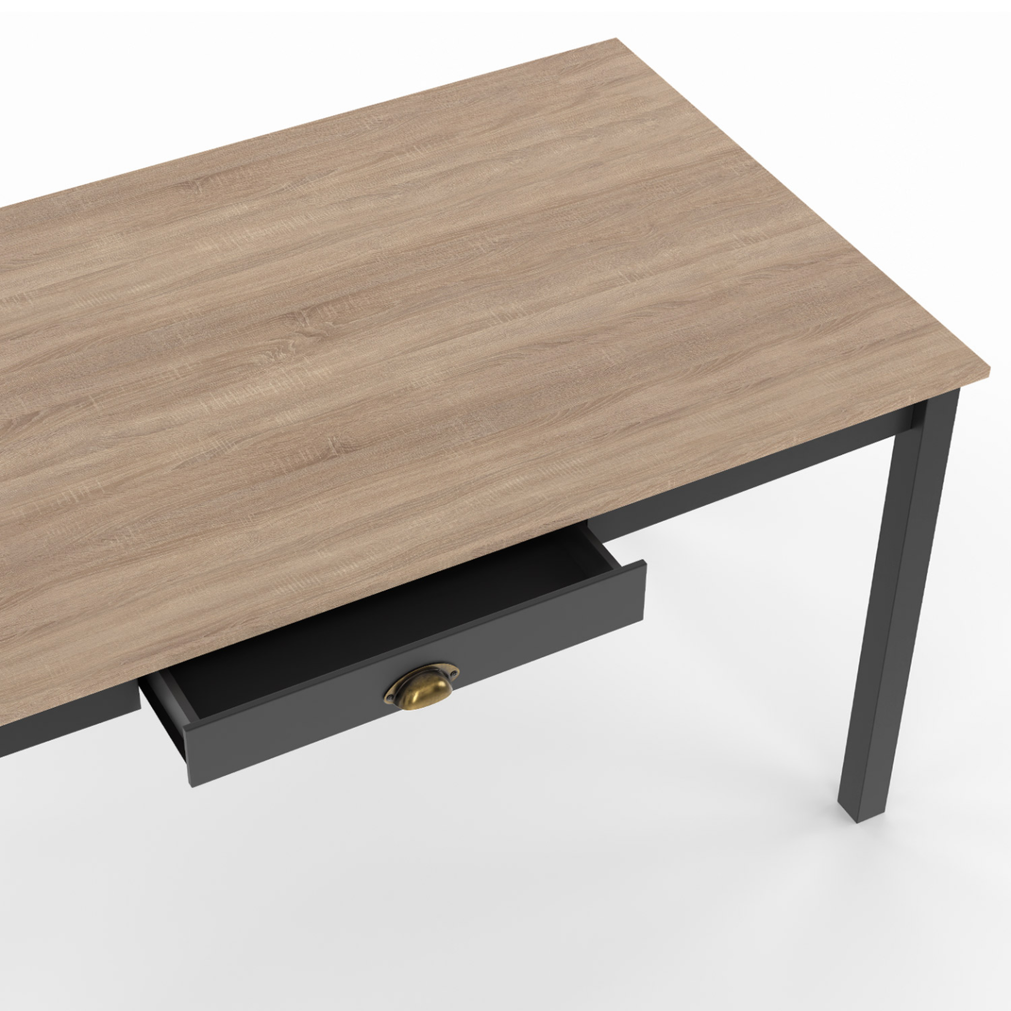 Voir la diapositive 4 : ID MARKET Table à manger rectangle isis 8 personnes avec tiroir bois et noir 150 cm