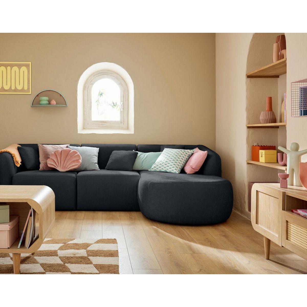 LISA DESIGN Ikare - module d'assise méridienne droit - en tissu