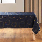 Paris Prix Nappe Antitache Imprimé  Star  150x300cm Bleu Marine & Or