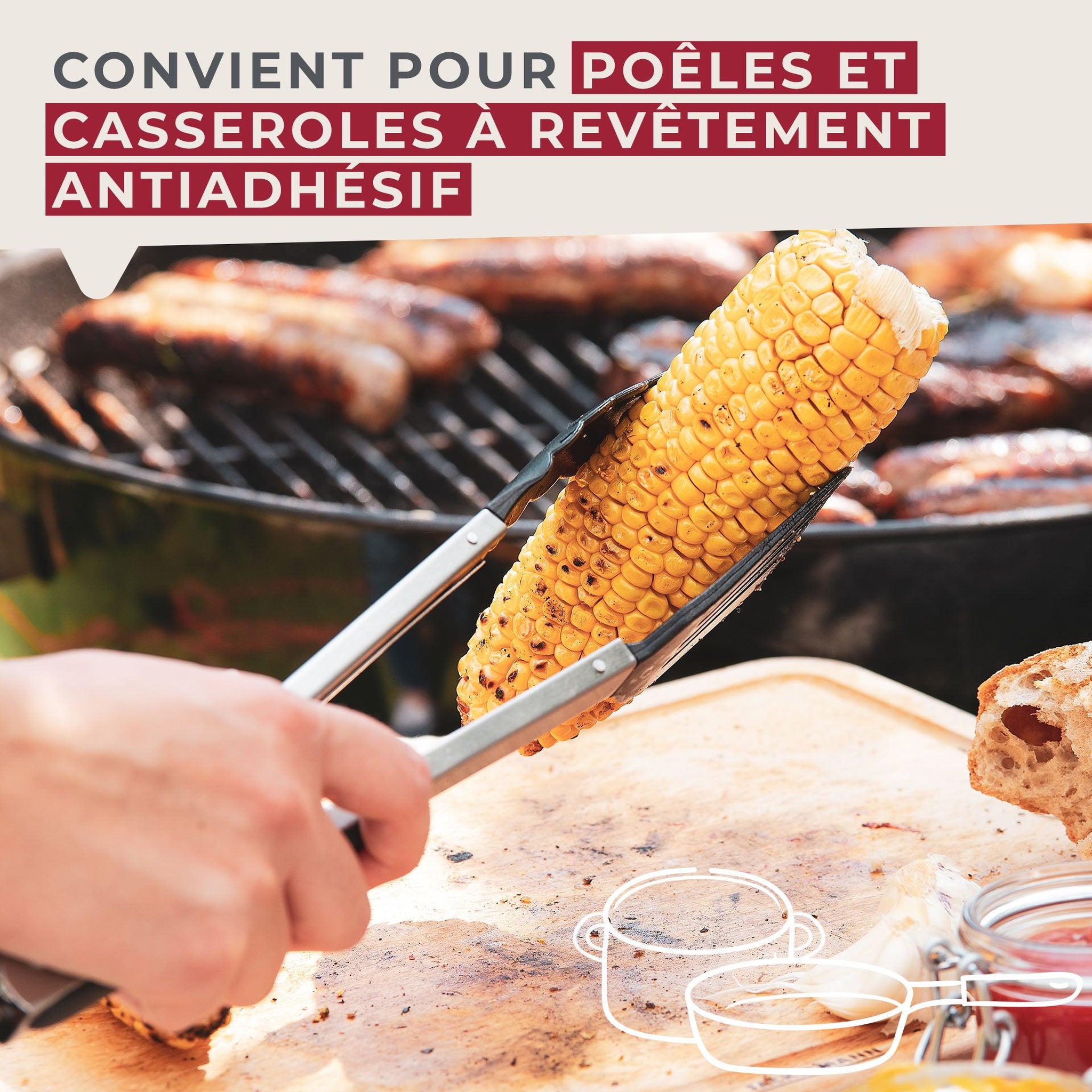 Voir la diapositive 4 : Fackelmann Ensemble de 2 pinces de cuisine double embout 35 cm fackelmann penderie