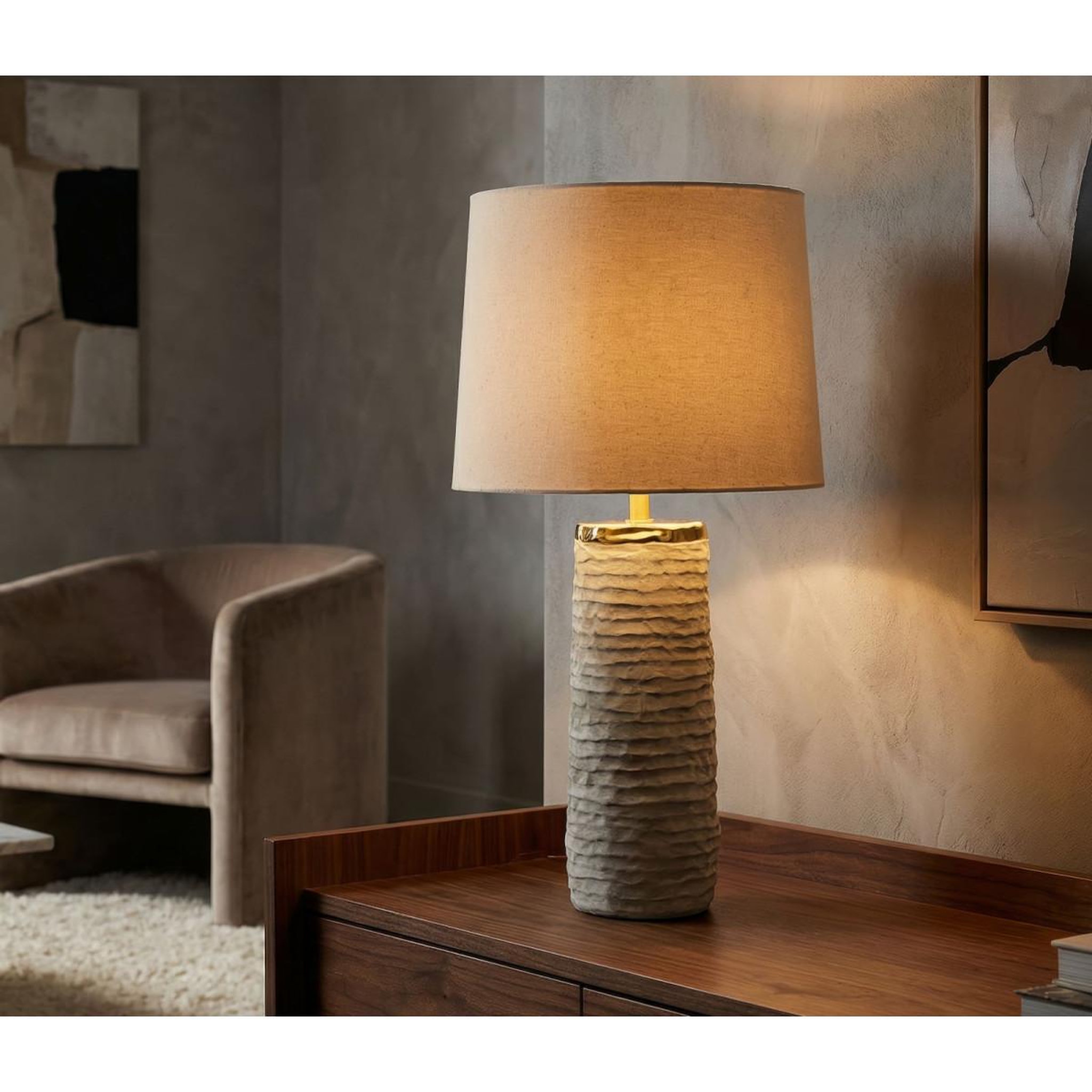 Voir la diapositive 5 : Paris Prix Lampe à poser en céramique  lima  73cm gris