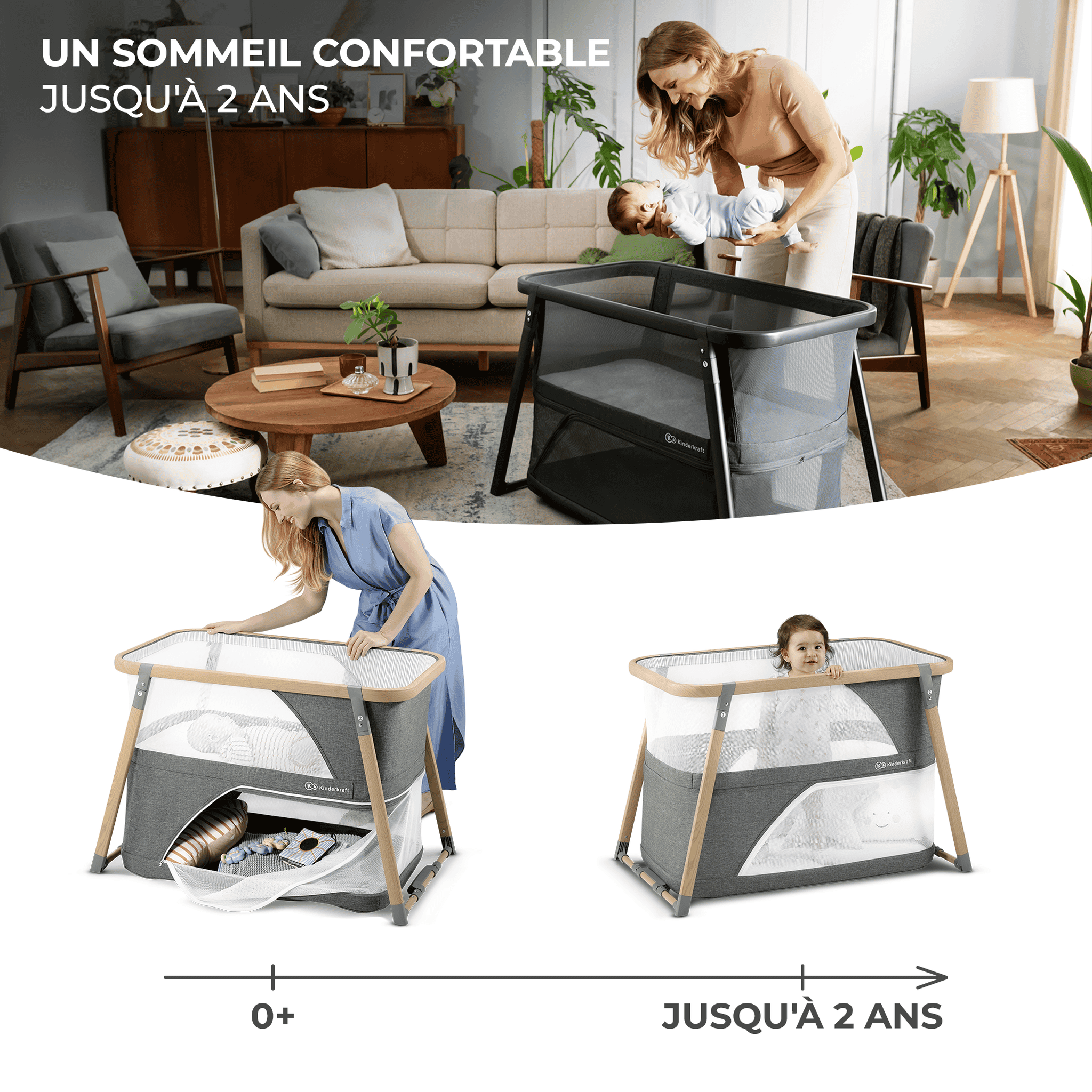 Voir la diapositive 3 : KINDERKRAFT Lit bebe sofi pratique et confortable