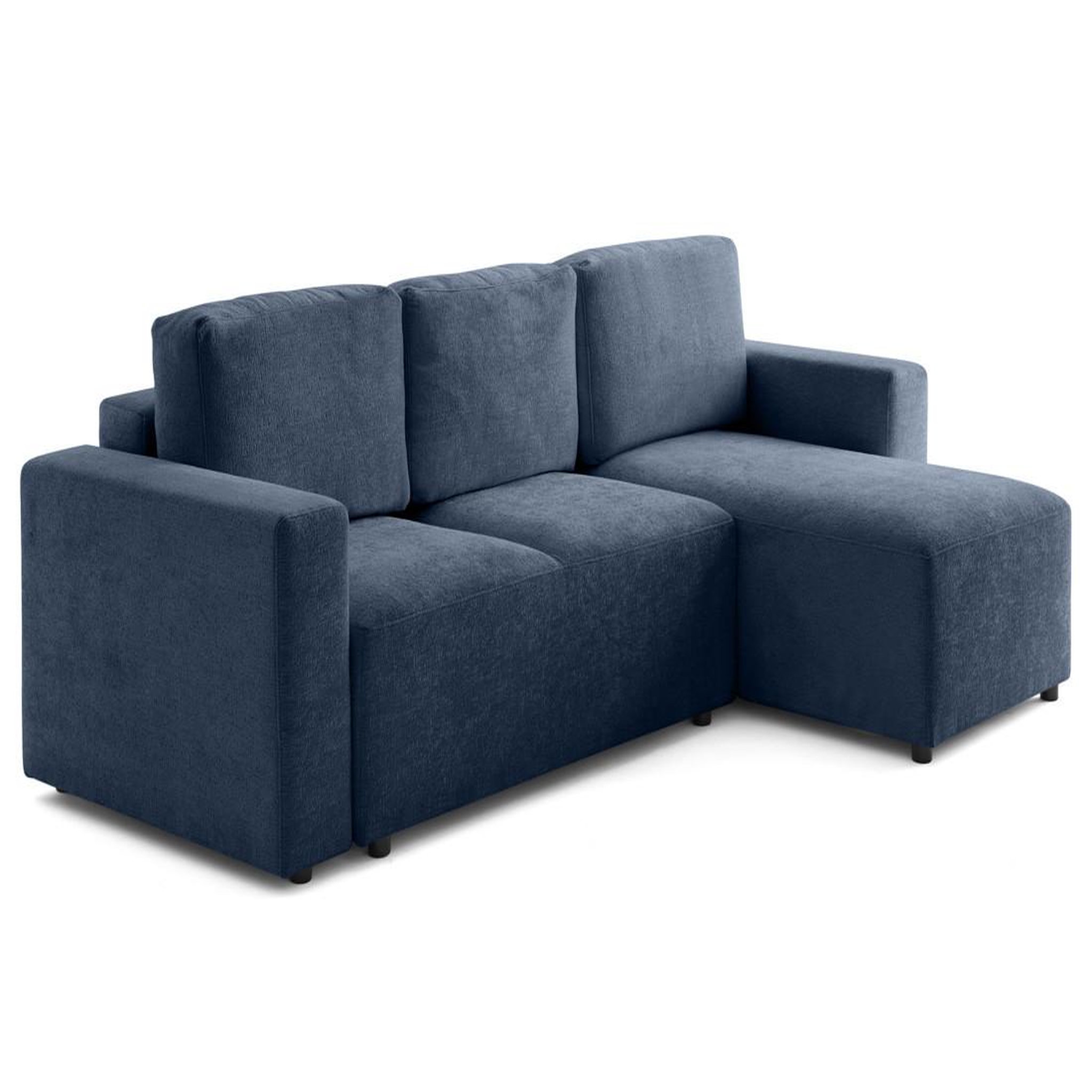 Voir la diapositive 5 : LISA DESIGN Livy - canapé d'angle réversible 4 places convertible avec coffre en velours texturé