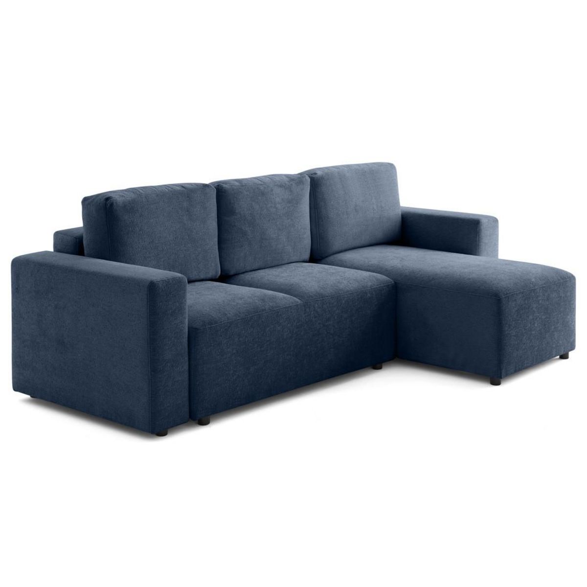 LISA DESIGN Livy - canapé d'angle réversible 4 places convertible avec coffre en velours texturé